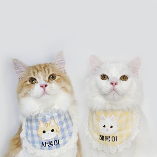 코튼캔디 커스텀 고양이 빕 (열전사 인쇄)